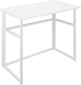 img 4 attached to 📐 Folding ErgoDesign Table: Compact Rectangle Laptop Desk for Small Spaces, Fold-in-Half, White