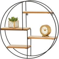 mdesign round metal wall mount display organizer holder – 📌 4 shelf for small collectibles, figurines, mugs, succulent plants – black/natural logo