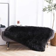 🐑 soft faux fur carpet in black for bedroom living room dorm, sheepsin rugs for kids girls baby, fluffy throw area rug for bedside fireplace sofa couch home accent decor mat, 2x3 feet logo