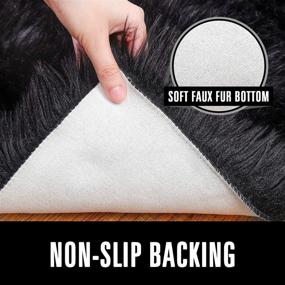 img 1 attached to 🐑 Soft Faux Fur Carpet in Black for Bedroom Living Room Dorm, Sheepsin Rugs for Kids Girls Baby, Fluffy Throw Area Rug for Bedside Fireplace Sofa Couch Home Accent Decor Mat, 2x3 Feet