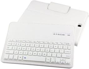 img 2 attached to 🔤 Lrufodya Keyboard Case for Tab A 8.0 inch-2015 Model Tablet: Detachable PU Leather Wireless Keyboard Stand Case/Cover for Samsung TabA 8.0 T350, White