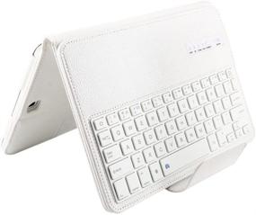 img 3 attached to 🔤 Lrufodya Keyboard Case for Tab A 8.0 inch-2015 Model Tablet: Detachable PU Leather Wireless Keyboard Stand Case/Cover for Samsung TabA 8.0 T350, White