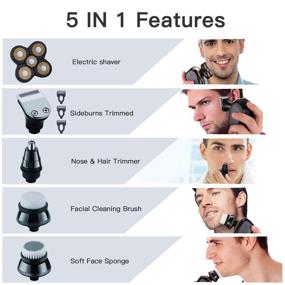 img 1 attached to 🪒 5-in-1 Bald Men's Grooming Kit: Igia Electric Razor for Men | Wet/Dry Head Shaver, Rotary Shavers, Nose Hair & Beard Trimmer, Clippers, Facial Cleansing Brush | Cordless, Waterproof, USB Rechargeable