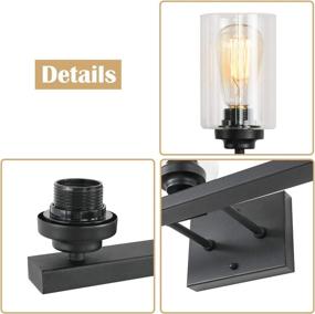 img 1 attached to 💡 Vintage Black Vanity Light Fixture with Clear Glass Shades - 2-Light Wall Sconces for Bathroom, Hallway, Kitchen, Living Room, Bedroom - Over Mirror Lighting