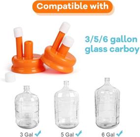 img 1 attached to 🍺 AIEVE 3-Pack Silicone Carboy Airlock Cap Fermentation Lids for Home Brewing Tools - Use with Airlocks for Fermenting 3/5/6 Gallon Jug Glass Carboys Fermenter Wine Making & Beer Brewing - Orange