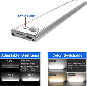 img 3 attached to 🔦 Enhanced Multi Function 140 LED Motion Sensor Cabinet Light: 3 Color Rechargeable Slim Closet Light with Dimmable, Magnetic Design & Wireless Night Light: 2200mAh Battery for Wardrobe, Kitchen, Hallway