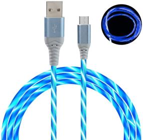 img 3 attached to 🔌 Visible Flowing Light Up Android Charging Cable - 6FT 2 Pack, Fast Phone Charger Cord for Galaxy S7 S6 Edge J7 S5, Note 5 4, LG G4 K40 K20, MP3, Kindle and More (Blue+Green)