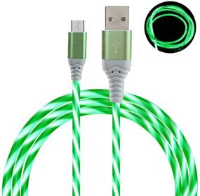 img 1 attached to 🔌 Visible Flowing Light Up Android Charging Cable - 6FT 2 Pack, Fast Phone Charger Cord for Galaxy S7 S6 Edge J7 S5, Note 5 4, LG G4 K40 K20, MP3, Kindle and More (Blue+Green)