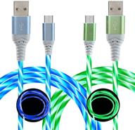 🔌 visible flowing light up android charging cable - 6ft 2 pack, fast phone charger cord for galaxy s7 s6 edge j7 s5, note 5 4, lg g4 k40 k20, mp3, kindle and more (blue+green) logo