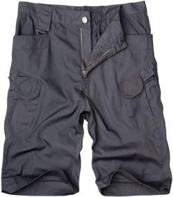 img 3 attached to Alimens & Gentle Men's Elastic Waist Multi-Pocket Outdoor Military Tactical Cargo Shorts