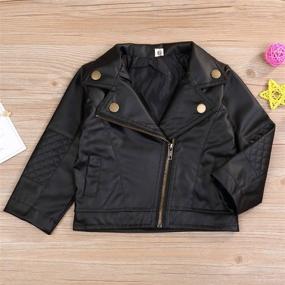 img 2 attached to Toddler Boys Girls Faux Leather Motorcycle Jackets Coat, Winter Outwear for 1-5 Years