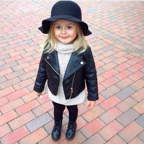 img 3 attached to Toddler Boys Girls Faux Leather Motorcycle Jackets Coat, Winter Outwear for 1-5 Years