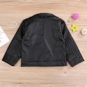 img 1 attached to Toddler Boys Girls Faux Leather Motorcycle Jackets Coat, Winter Outwear for 1-5 Years