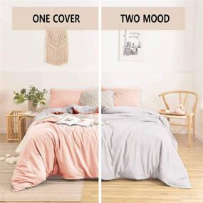 img 2 attached to 👑 Nanko Queen Duvet Cover Set: Blush Pink and Light Grey Double-Sided Luxury Bedding with Deco Buttons - Modern Farmhouse Style for Women and Teens