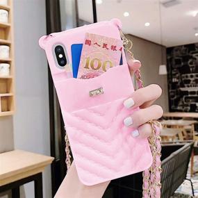 img 2 attached to 📱 LUVI iPhone 12 Pro Max Wallet Case | Crossbody Strap, Lanyard, Neck Strap | Credit Card Holder with Purse Handbag Shoulder Strap | Silicone Rubber Soft Protection Cover in Pink