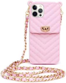 img 4 attached to 📱 LUVI iPhone 12 Pro Max Wallet Case | Crossbody Strap, Lanyard, Neck Strap | Credit Card Holder with Purse Handbag Shoulder Strap | Silicone Rubber Soft Protection Cover in Pink