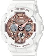 🕰️ casio women's g shock stainless steel quartz watch: white resin strap, model gma-s120mf-7a2cr logo