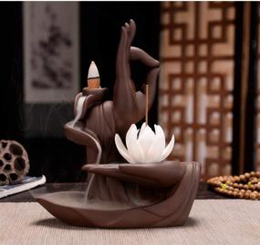 img 1 attached to 🌸 Lotus/Monk Incense Burner Backflow Incense Holder: Ceramic Handcrafted Burner with 10PCS Incense Cones for Home Decor Yoga