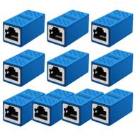 dinggsun rj45 coupler 10 pack - синий разъем ethernet-удлинитель для кабелей cat7 cat6 cat5e - адаптер от женского к женскому логотип