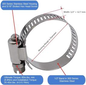 img 2 attached to 🔩 Шланговый зажим с червячным колесом Roadformer 2 - размер SAE 32, полностью из нержавеющей стали - 10 штук, 40 мм - 64 мм.