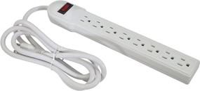 img 4 attached to High-Quality 6Ft 8-Outlet Surge Protector 15A, 90J - 6 Foot Power Strip with 8 Outlets (White)