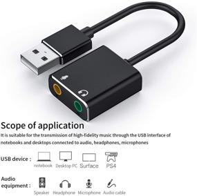 img 3 attached to 🔌 USB Audio Adapter: Enhance Audio Experience on Windows, Mac, Linux, PC, Laptop, Desktop, PS4, Black (with Type-C Adapter)