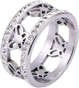 img 1 attached to 💍 Stainless Steel Butterfly Heart Eternity Wedding Band Ring by Jude Jewelers