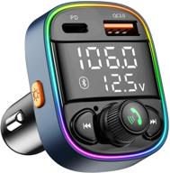 car bluetooth fm transmitter with dual screen display & 7 color backlit, handsfree music player kit, qc3.0 & pd ports charger, support tf card & usb flash drive - radio aux adapter logo