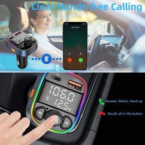 img 2 attached to Car Bluetooth FM Transmitter with Dual Screen Display & 7 Color Backlit, Handsfree Music Player Kit, QC3.0 & PD Ports Charger, Support TF Card & USB Flash Drive - Radio AUX Adapter