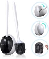 🚽 stylish wall mount toilet brush with holder - enhanced silicone design, effortless open/close mechanism - 1 pack (white+black) logo