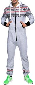 img 4 attached to Printed Tracksuit Allover Jumpsuit Navy Aztec Men's Clothing and Sleep & Lounge