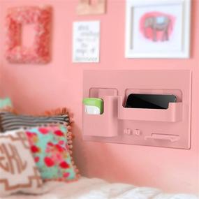 img 4 attached to Wutub Pink Remote Holder for 🛏️ Bed Bedside Shelf - Wall Mounted Accessories Organizer