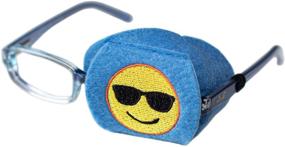 img 4 attached to Fun Emoji Eye Patch for Kids - Left Coverage Eye Glass Eye Patch