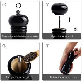 img 1 attached to 🧂 Set of 2 Adjustable Salt and Pepper Mill Grinders - 6 Inch Wooden Shakers with Ceramic Rotor for Fine to Coarse Grinding. Ideal Manual Kitchen Tools for Household Use. Perfect Small Gift or Party Favor.