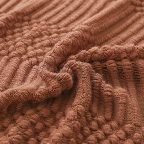 img 1 attached to 🐼 PANDAHOME Rust Orange Textured Throw Blanket - Soft Knitted Blanket for Sofa Couch Decor, 50" x 60" - Red Mud