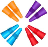 🍷 cnymany 8-piece wine stoppers set: reusable silicone beverage bottle sealers with grip top for keeping wine fresh – red, purple, orange, blue логотип