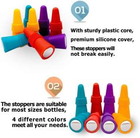 img 2 attached to 🍷 CNYMANY 8-Piece Wine Stoppers Set: Reusable Silicone Beverage Bottle Sealers with Grip Top for Keeping Wine Fresh – Red, Purple, Orange, Blue