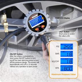 img 2 attached to Oasser Tire Inflator with Gauge: 255PSI Air Compressor Accessories for Accurate Tire Pressure