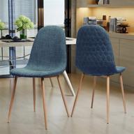 🪑 set of 2 camden mid century muted blue fabric dining chairs with light walnut wood finish legs - enhanced seo логотип