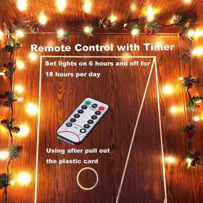 img 3 attached to 🎄 6.56FT Christmas Garland Lights: Remote Control, Timer, Pine Cone Design, Battery Operated, 20 LED Lights, Red Berry Accents - Ideal for Thanksgiving, Xmas, Holiday Decor