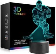 🏒 3d ночная лампа "хоккейный игрок" для детей - настольная лампа с цветной подсветкой led, классные игрушки и подарки для поклонников хоккея - декорация на день рождения и рождество. логотип