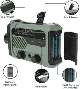 img 3 attached to 📻 Emergency Hand Crank Radio with LED Flashlight and NOAA Weather, Portable AM/FM Radio with 2000mAh Battery for Outdoor Emergency Preparedness