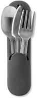 stainless steel utensils set with silicone carrying case - charcoal, spoon, fork & knife for on-the-go meals, portable and compact by w&p porter logo