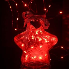 img 1 attached to 🔥 Lhomeled 2 Pack Waterproof Fairy String Lights - 8 Modes, 16.5ft, Battery-Operated Copper Wire Firefly Lights with Remote Control Timer for Halloween and Christmas Decor - Red