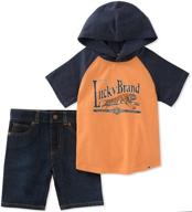 👶 lucky brand baby boys 3/4 sleeves shorts set: stylish and comfortable outfit for little ones logo