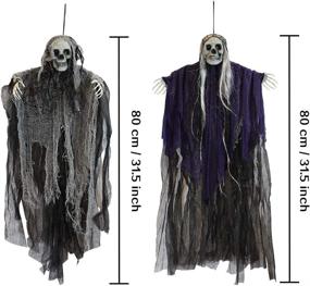 img 2 attached to 👻 Optimize your Halloween Outdoor Decor with JOYIN 3 Pack Hanging Skeleton Ghosts Decorations, Grim Reapers - Top Picks for Best Halloween Decorations