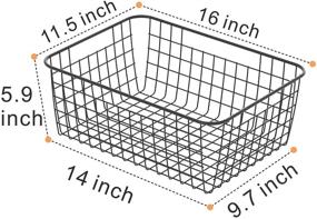 img 2 attached to Large Metal Wire Storage Baskets with Handles - 6 Pack iSPECLE Pantry Organization Baskets for Kitchen, Laundry, and Garage - Freezer Bins for Cabinet Shelf - Black