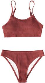 img 3 attached to CUPSHE Women's Matcha Smocking Bikini - Women's Clothing, Swimsuits, and Cover-Ups
