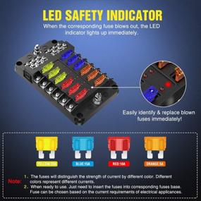 img 3 attached to Nilight - 50056L: Waterproof 12 Way Blade Fuse Block with LED Indicator & Negative Bus for 12V Automotive Cars, Boats, and RVs