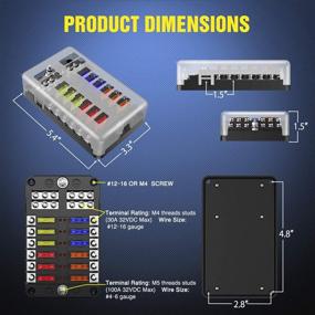 img 2 attached to Nilight - 50056L: Waterproof 12 Way Blade Fuse Block with LED Indicator & Negative Bus for 12V Automotive Cars, Boats, and RVs